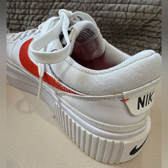 Nike Women's Court Legacy Lift White and Orange Leopard Platform Sneakers size 8 - Picture 8 of 14